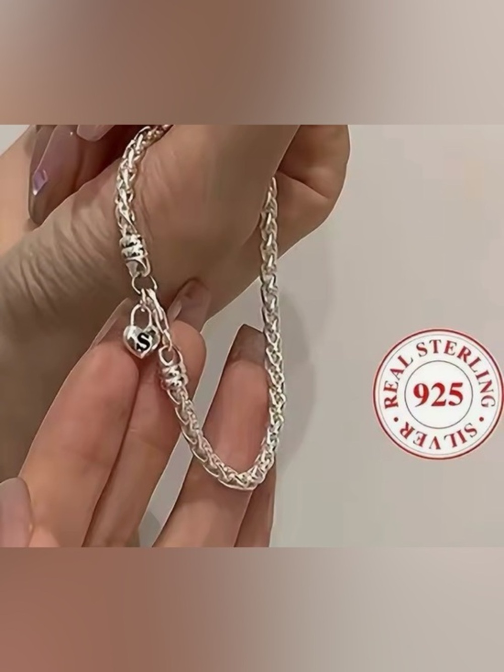 New .925 Stamped Silver Bracelet , See Size Measurements